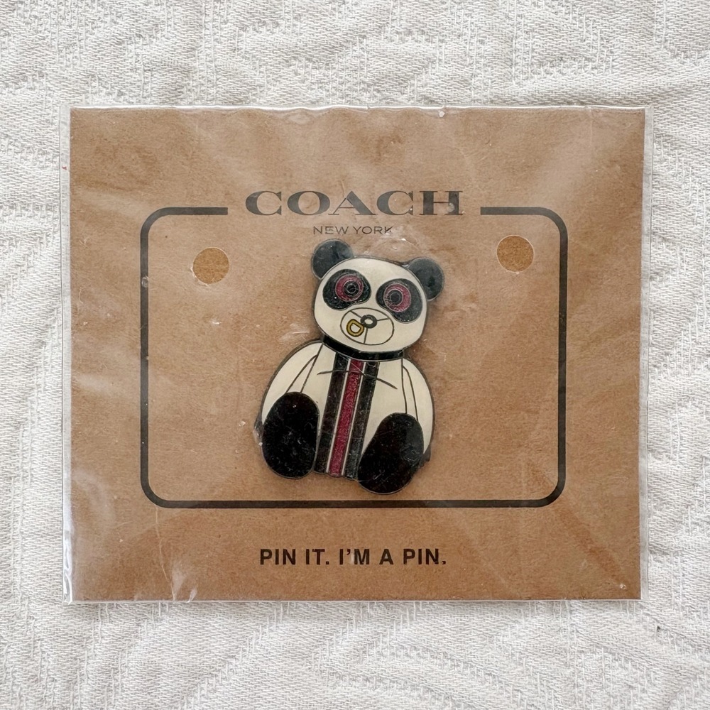 RARE Coach New York Rocky Panda Enamel Pin Collectible Bag Charm